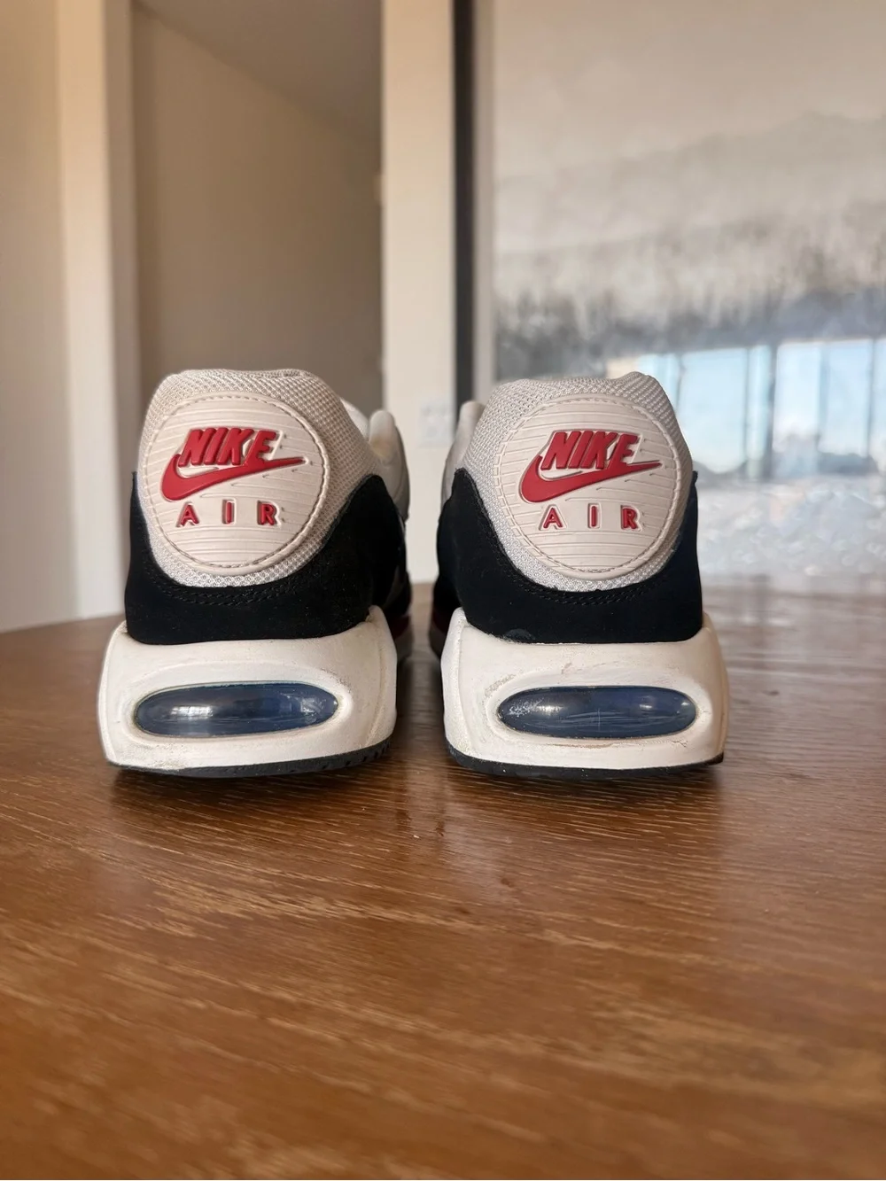 Nike Men’s White, Black and Gray Sneakers with Red Accents